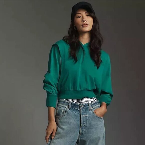 PILCRO By ANTHROPOLOGIE Fabric Mix Hoodie Sweatshirt Oversized Size Small - Picture 1 of 12